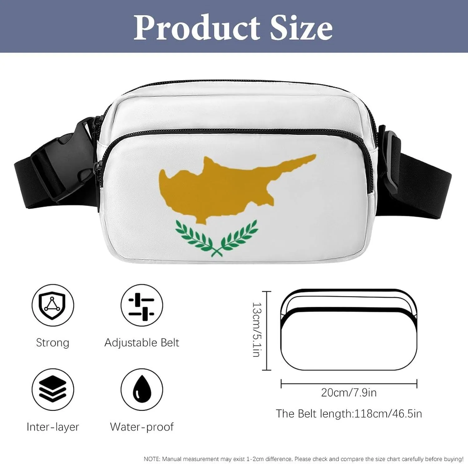 Cyprus Flag Unisex Mini Belt Bag with Adjustable Strap Small Fanny Pack Crossbody Chest Bag