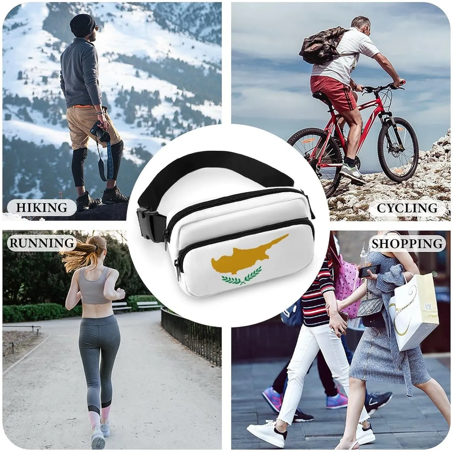 Cyprus Flag Unisex Mini Belt Bag with Adjustable Strap Small Fanny Pack Crossbody Chest Bag