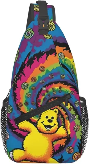 Dancing thanksgiving bear Crossbody Bags for Men Women Fashion Sling Backpack Casual Chest Bag Travel Hiking Daypack