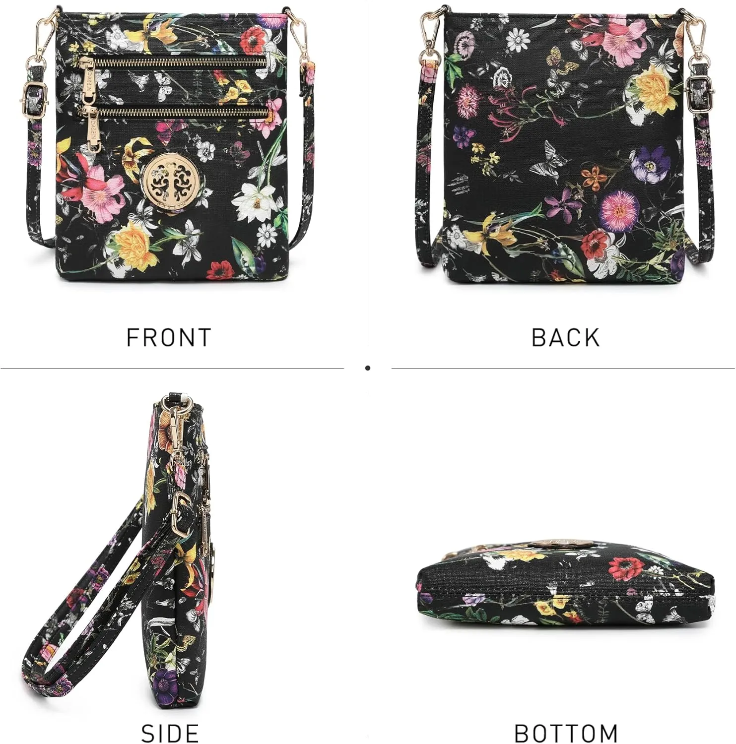 Dasein Women Small Crossbody Bag Lightweight Shoulder Purses Multi Zipper Pockets Phone Purse Handbag