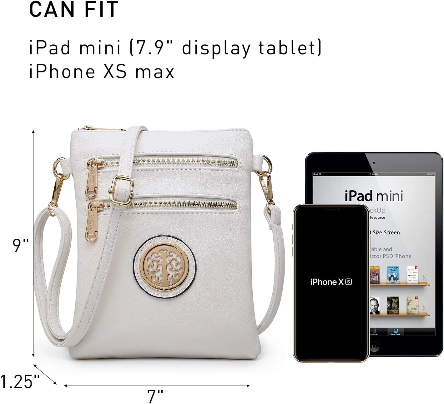 Dasein Women Small Crossbody Bag Lightweight Shoulder Purses Multi Zipper Pockets Phone Purse Handbag