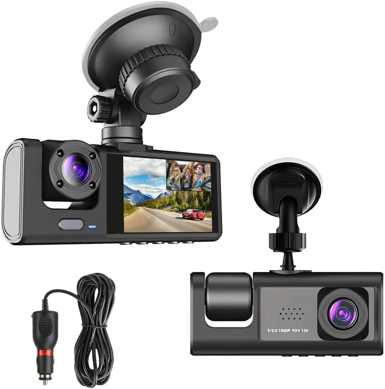 Dash Camera for Car Security Camera Dashcam Front and Rear Inside 1080P with WDR, Night Vision, G-Sensor Auto Lock, Loop Recording