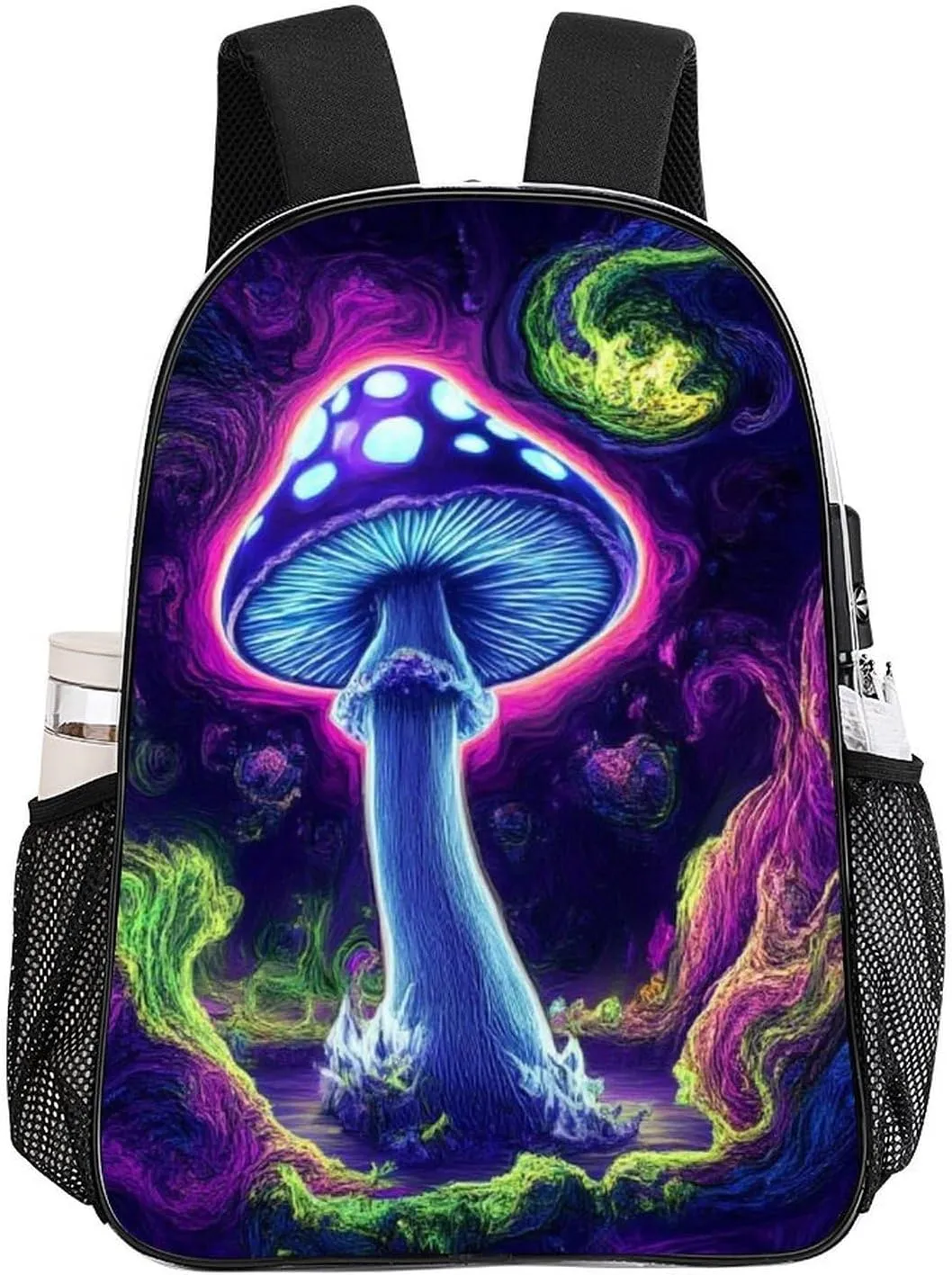 Daypack Bookbag Anti-Theft Multipurpose Large Capacity Bookbag - Trippy Mushrooms Purple Art Travel Hiking & Camping Rucksack Transparent Bag
