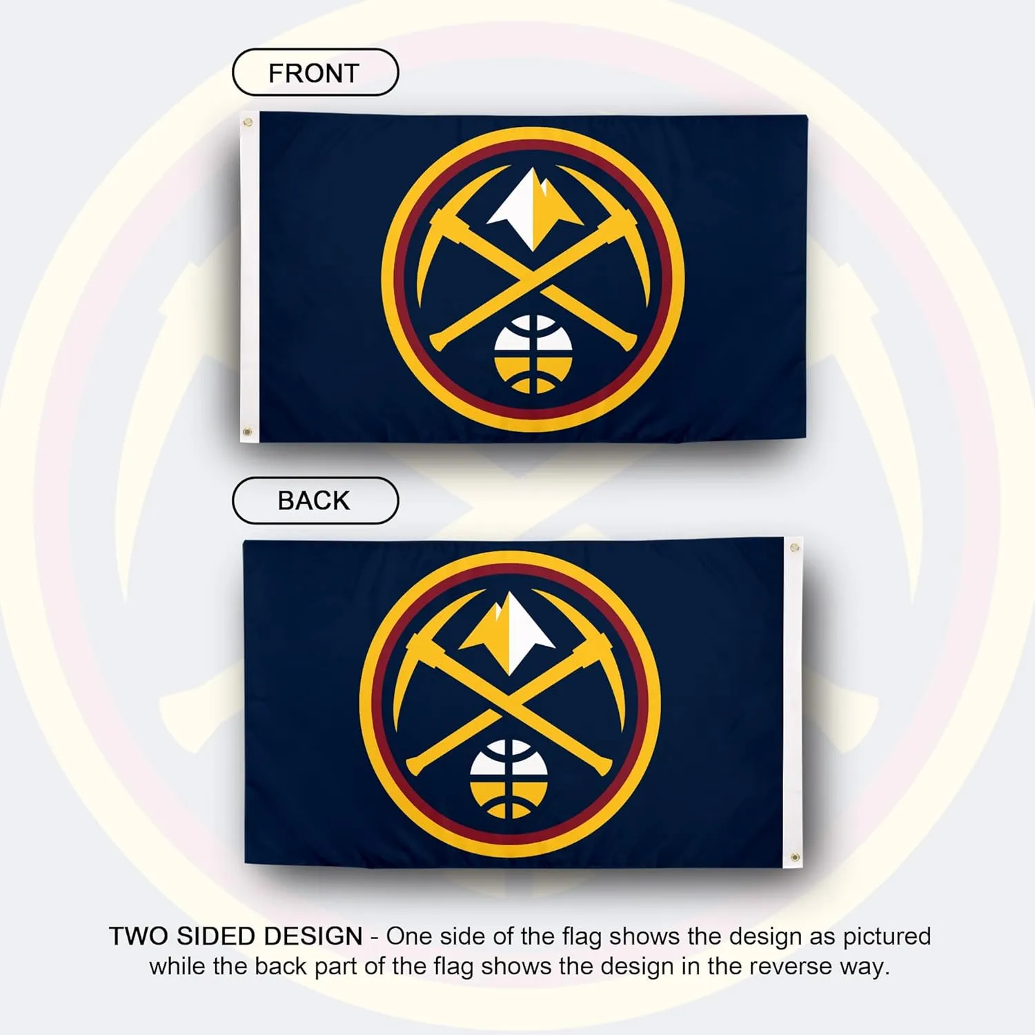 Desert Cactus Denver Nuggets Flag NBA 100% Polyester Indoor Outdoor 3x5 feet National Basketball Association Team Flags (Flag #1)