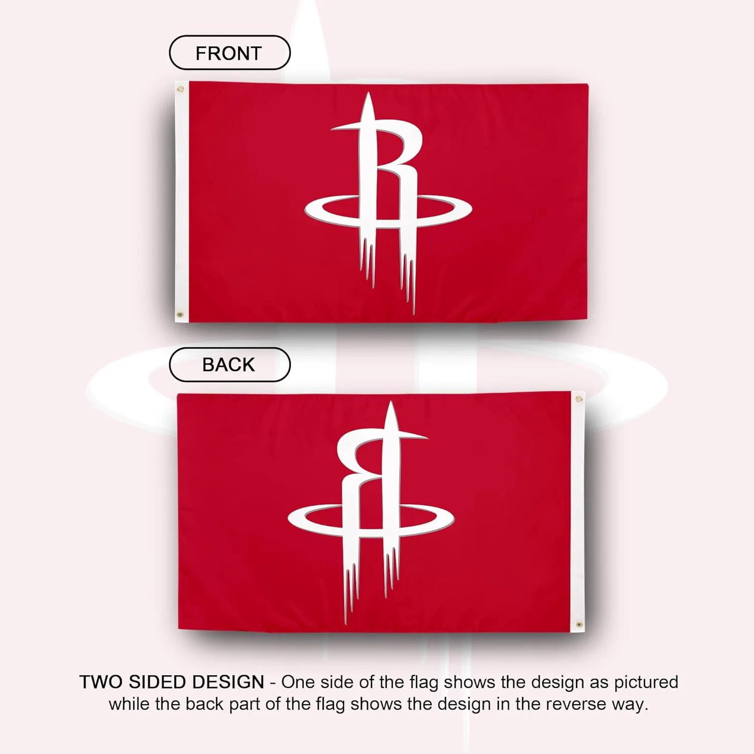 Desert Cactus Houston Rockets Flag NBA 100% Polyester Indoor Outdoor 3x5 feet National Basketball Association Team Flags (Flag #1)