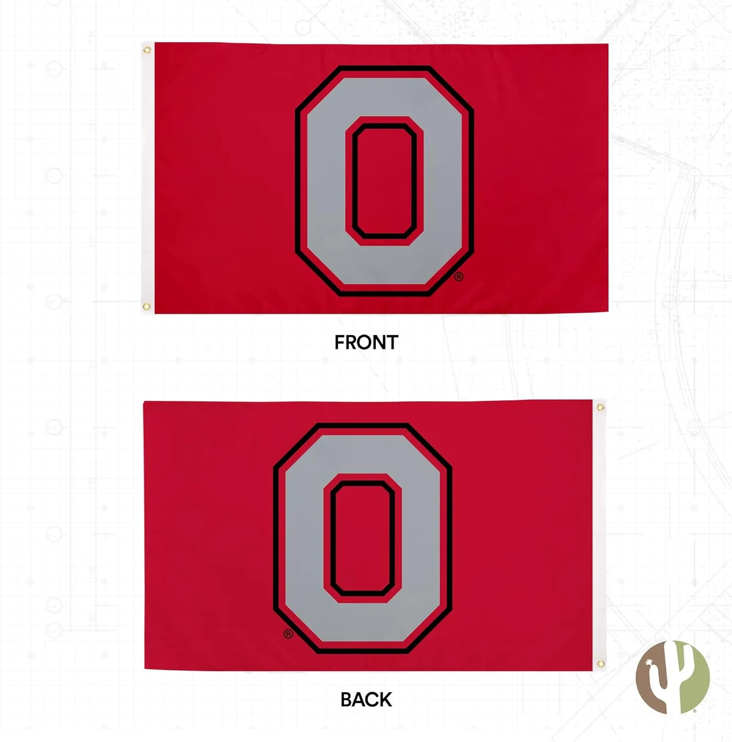 Desert Cactus Ohio State University OSU Flag - 3 x 5 Feet Buckeyes Banner, Indoor/Outdoor Durable Fabric, 100% Polyester Design (Style 3)