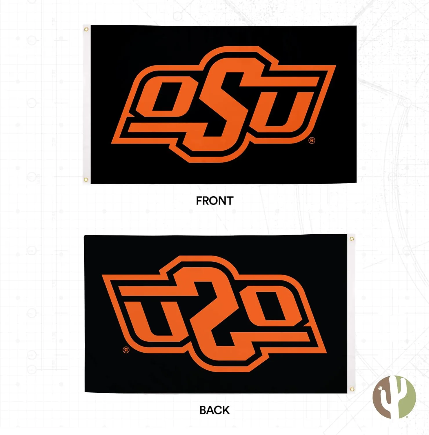 Desert Cactus Oklahoma State University OSU Flag - 3 x 5 Feet Cowboys Banner, Indoor/Outdoor Durable Fabric, 100% Polyester Design (Style 3)