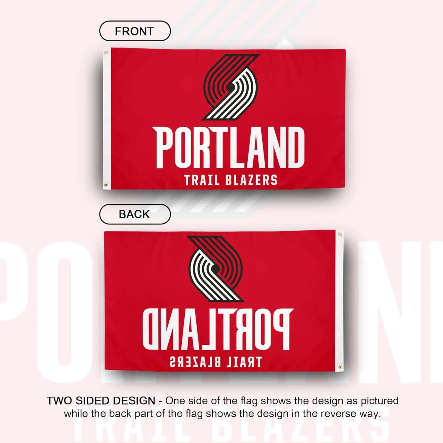 Desert Cactus Portland Trail Blazers Flag NBA 100% Polyester Indoor Outdoor 3x5 feet National Basketball Association Team Flags (Flag #2)