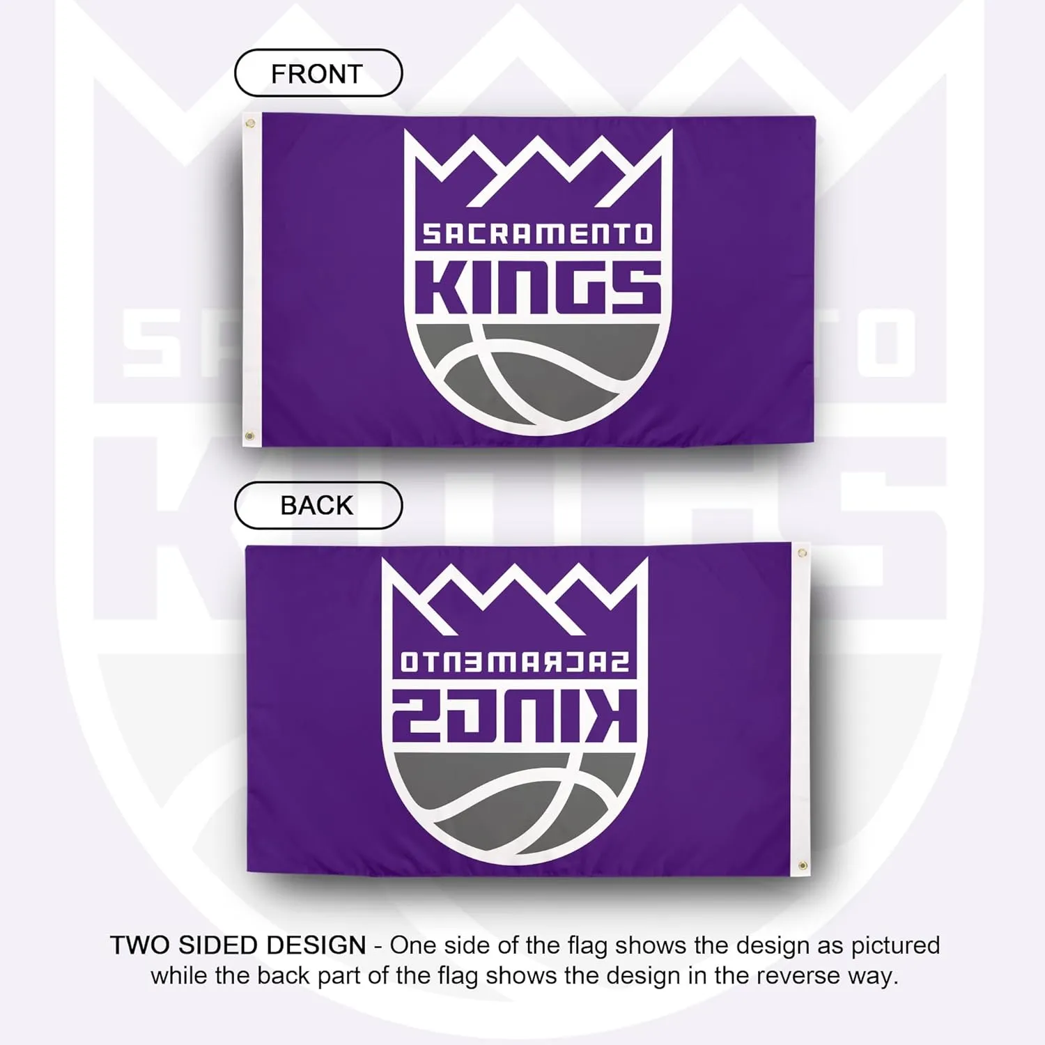 Desert Cactus Sacramento Kings Flag NBA 100% Polyester Indoor Outdoor 3x5 feet National Basketball Association Team Flags (Flag #1)