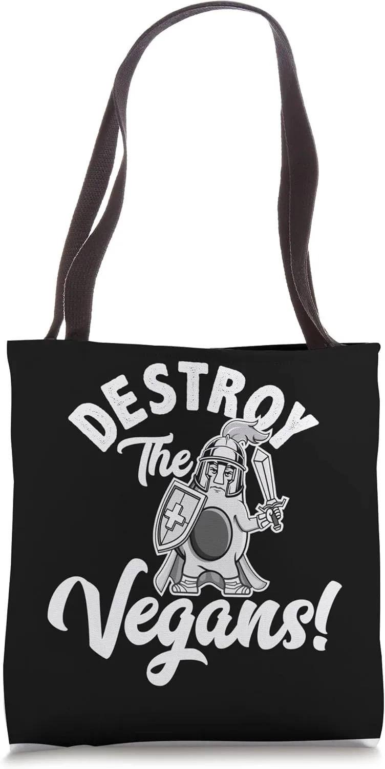 Destroy The Vegans, Funny Vegetarian, Fresh Avocado, Guac Tote Bag