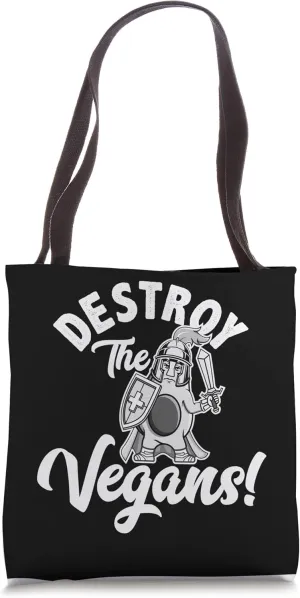 Destroy The Vegans, Funny Vegetarian, Fresh Avocado, Guac Tote Bag