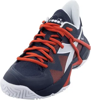 Diadora Men's B.Icon 2 All Ground Tennis Shoe (Blue Corsair/White/Fiery Red, 8.5)
