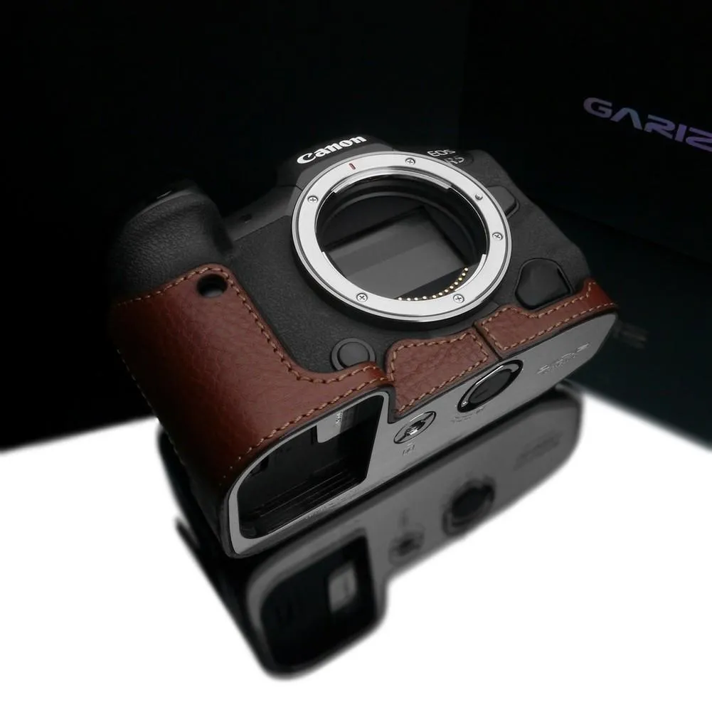 {DISCONTINUED} Gariz Brown XS-CHEOSR5BR Genuine Leather Half Case for Canon EOS R5