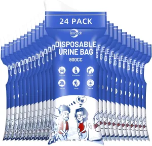 Disposable Urine Bags 900ML 8/12/24 Pieces, Emergency Portable Pee Bags for Women Men, Travel Urinal Bag, Unisex Urinal Toilet Bag for Road Trips Camping Hiking Traffic Jams