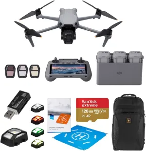 DJI Air 3S Drone Fly More Combo with RC 2 Remote Controller, Bundle with 128GB Memory Card, Strobe Light, Multi Card Reader, Landing Pad Pro and Backpack