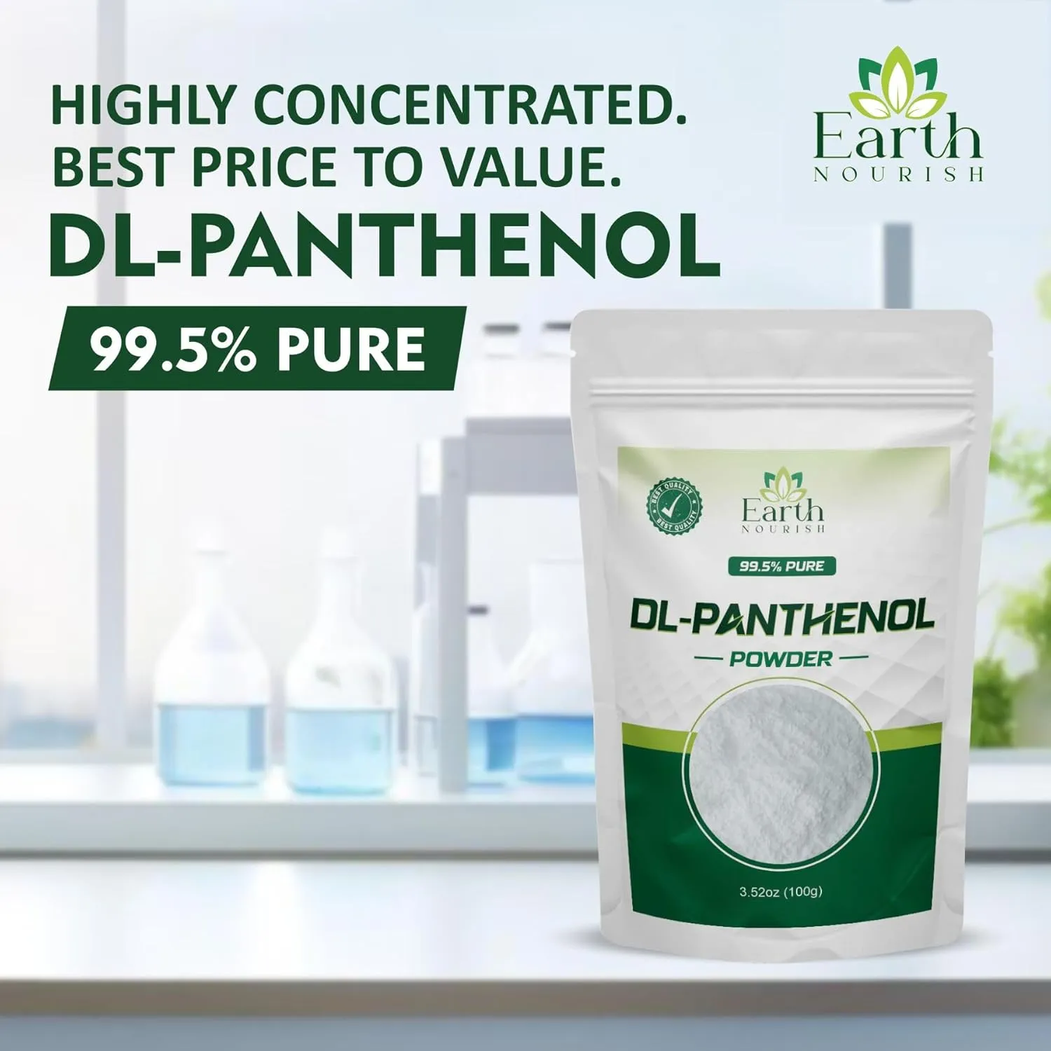 DL-Panthenol Powder 3.52oz / 100g - Provitamin B5 for Hair, Skin & DIY Cosmetics (Pack of 2)