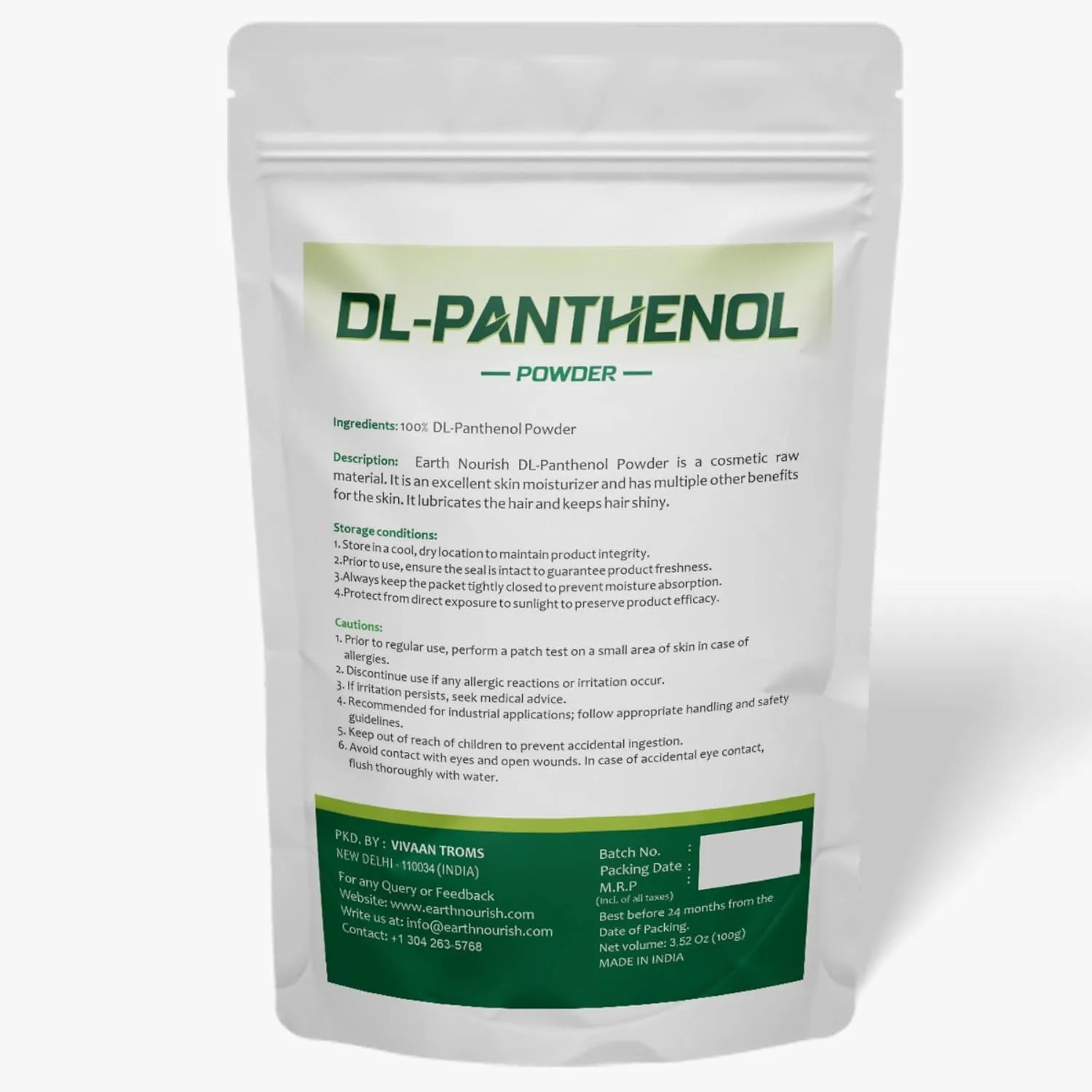 DL-Panthenol Powder 3.52oz / 100g - Provitamin B5 for Hair, Skin & DIY Cosmetics (Pack of 2)