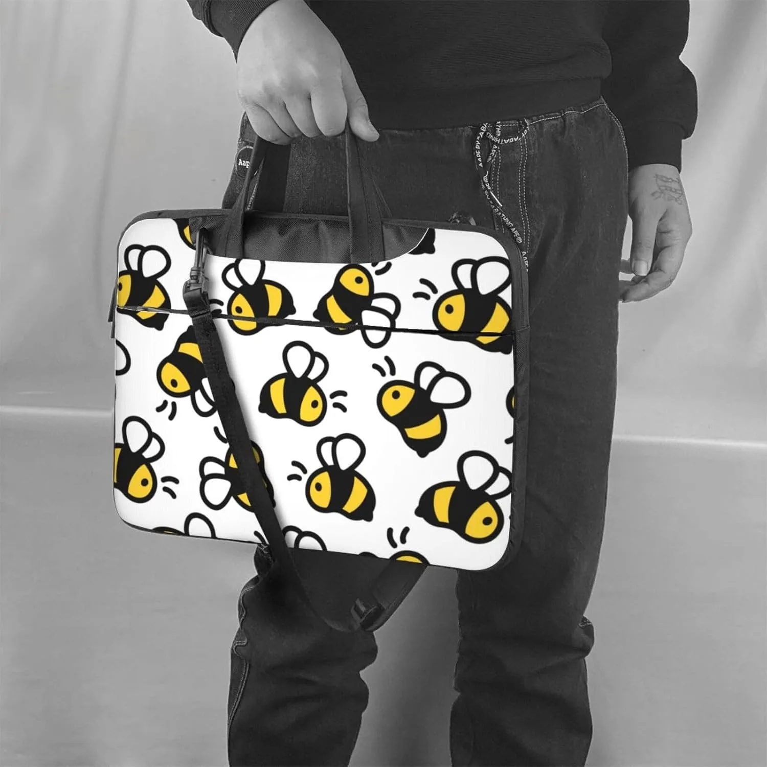 Dog Paw Seamless Pattern Laptop Bag Classic Slim Briefcase Messenger Bag, Spacious, Ergonomic