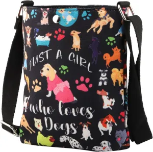 Dogs Gift for Girls Dog Crossbody Bag Just a Girl Who Loves Dogs Lover Gifts Dog Print Small Crossbody Purse Shoulder Handbag