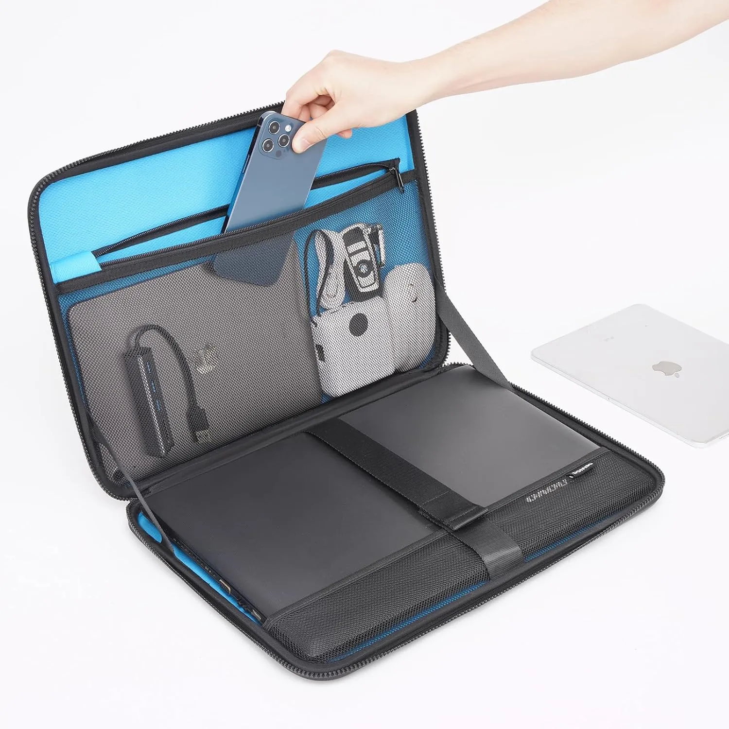 DOMISO 13.3 inch Laptop Sleeve with Handle Shockproof Computer Bag Waterproof EVA Protective Carrying Case for 13-13.3 inch Notebooks/13.3" HP Dell Asus Lenovo Laptop, Black