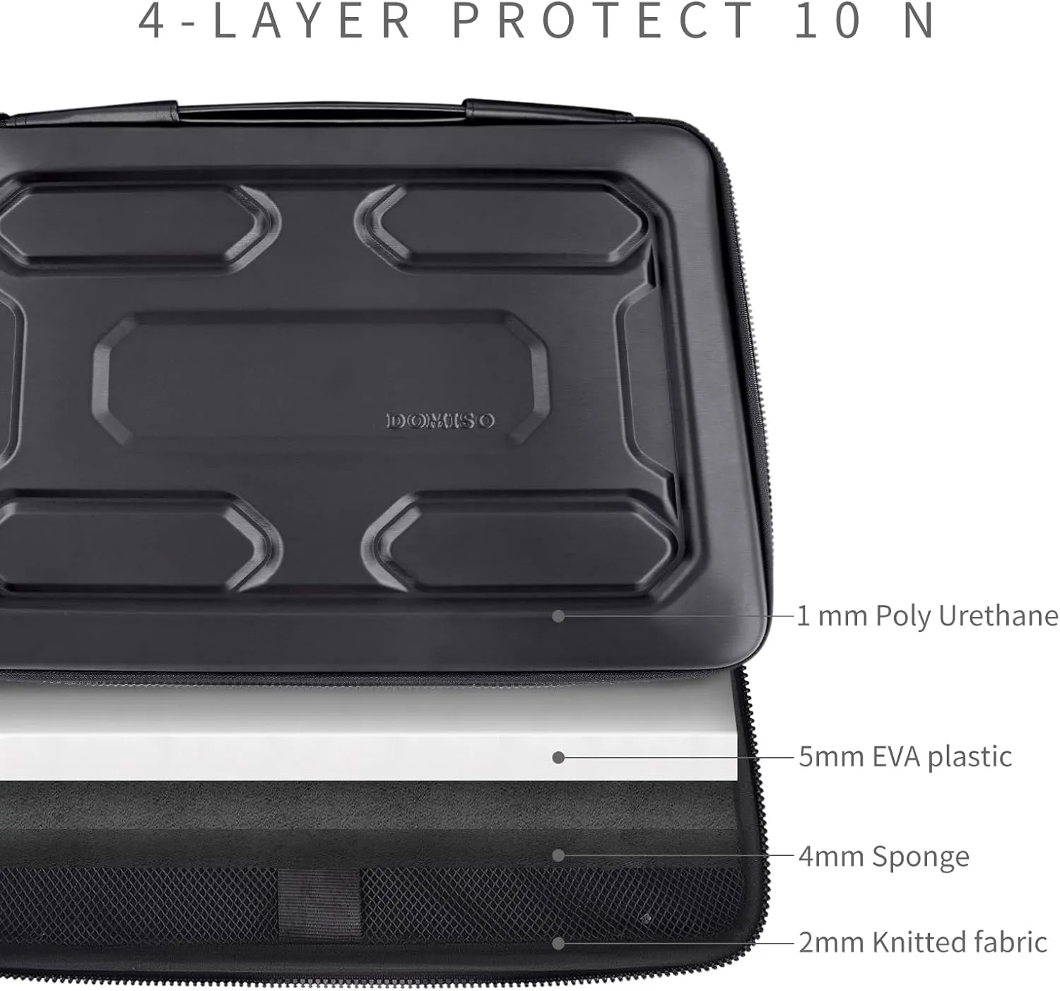 DOMISO 14 inch Laptop Sleeve with Handle Shockproof Computer Bag Waterproof EVA Protective Carrying Case for 14" ThinkPad E480/Yoga 920/13.5" Microsoft Surface Book/HP Pavilion 14 Stream 14, Black
