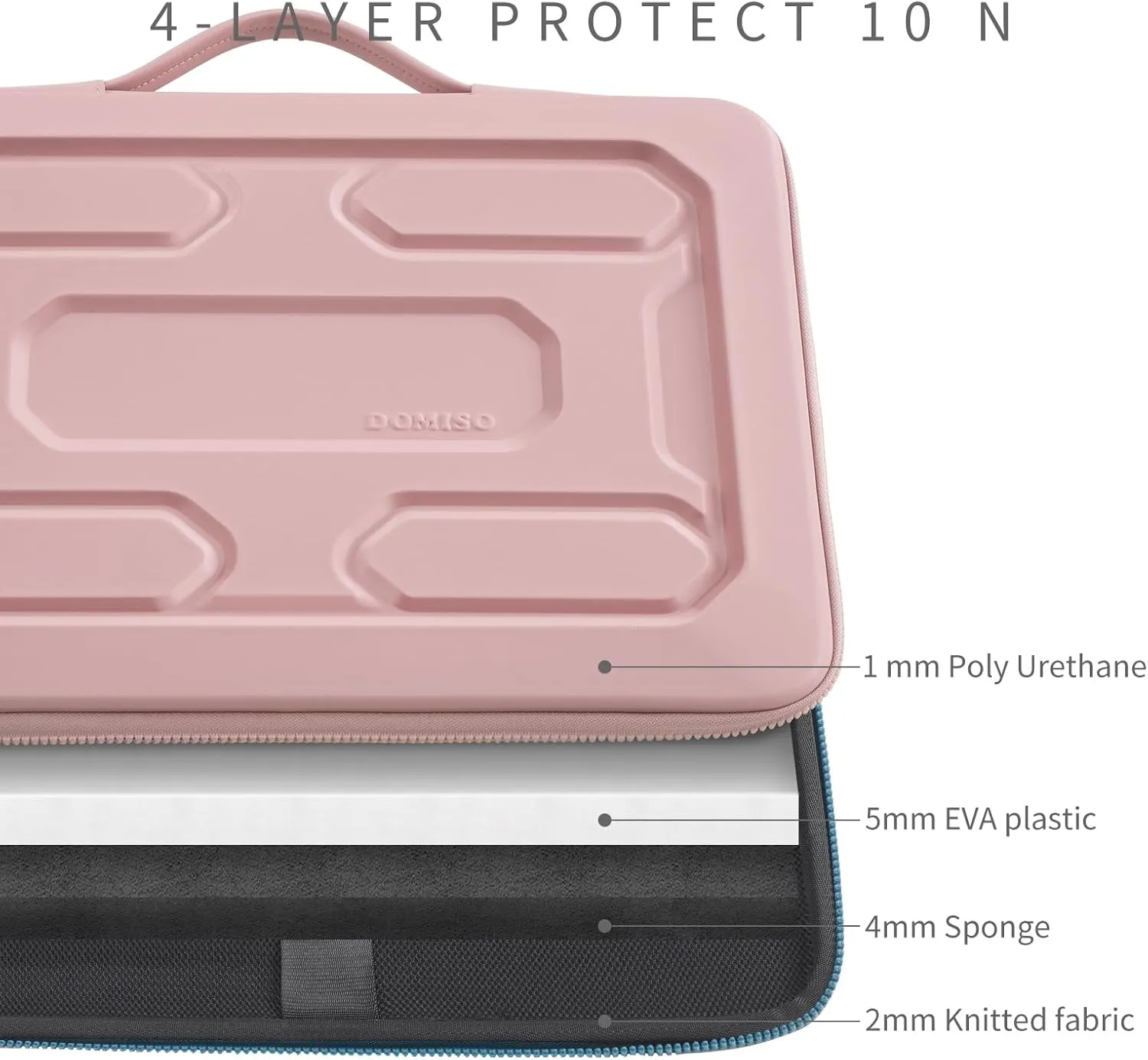 DOMISO 14 inch Laptop Sleeve with Handle Shockproof Computer Bag Waterproof EVA Protective Carrying Case for 14" ThinkPad E480/Yoga 920/13.5" Microsoft Surface Book/HP Pavilion 14 Stream 14, Pink