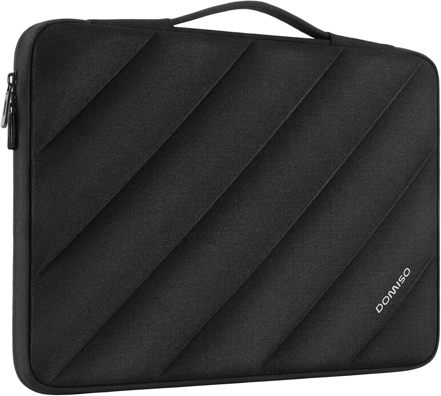 DOMISO 15.6 inch Laptop Sleeve Bag Shockproof Protective Carrying Case Water-Resistant Stripe Pattern Handbag with Handle Compatible with MacBook/HP/Dell,Black