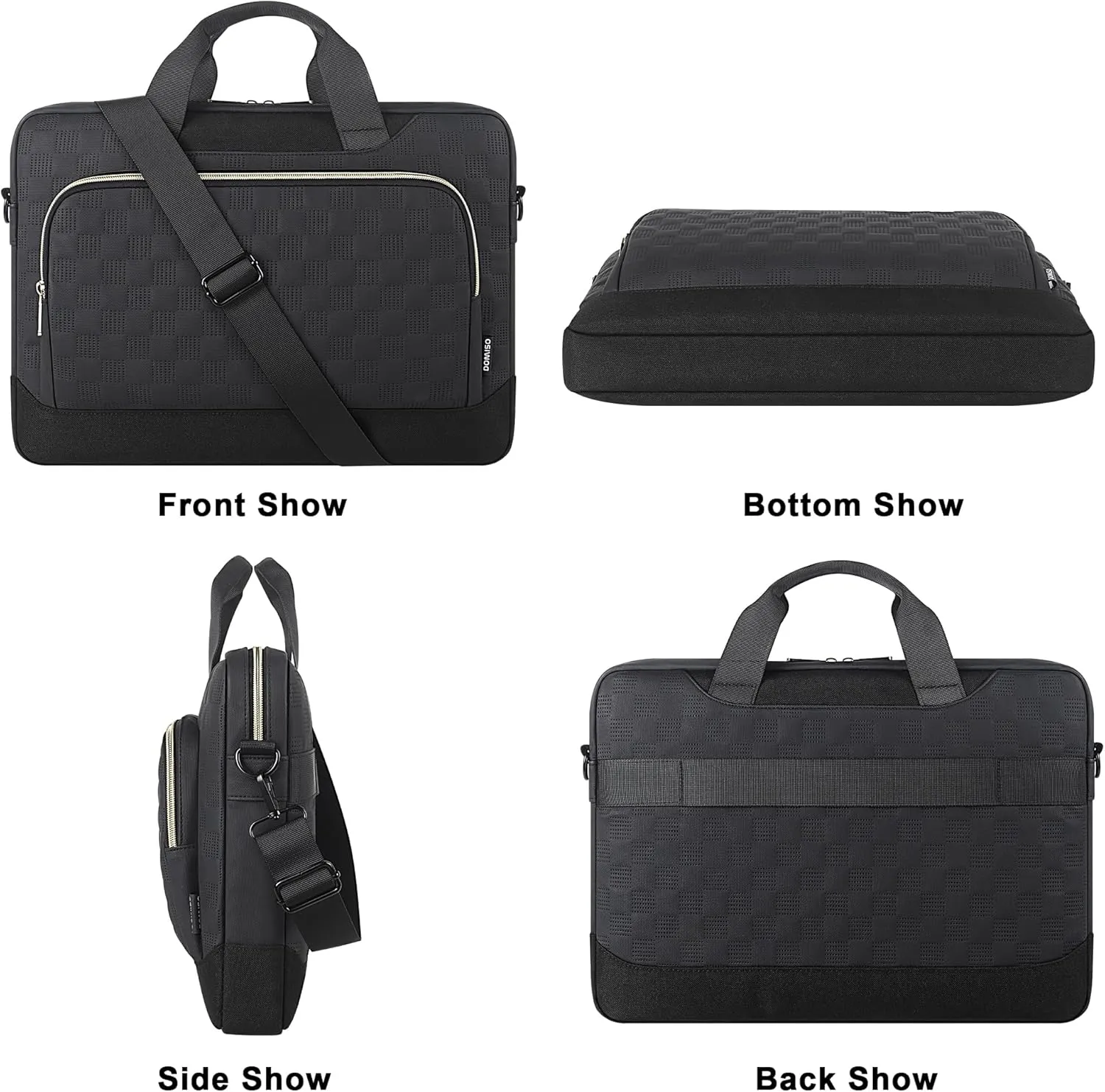 DOMISO 17-17.3 inch Laptop Sleeve Business Briefcase 17 inch Laptop Bag Waterproof Laptop Case for Men Women Business Office Work Computer Case 17 inch Messenger Shoulder Bag,Black