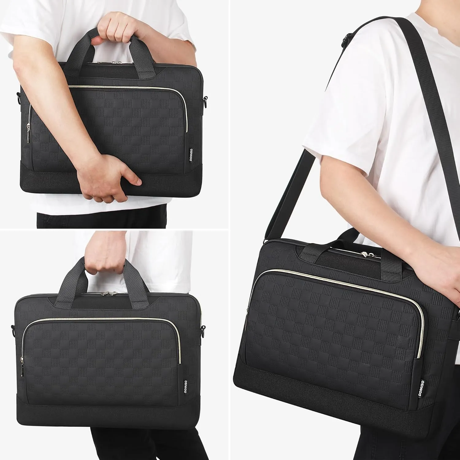 DOMISO 17-17.3 inch Laptop Sleeve Business Briefcase 17 inch Laptop Bag Waterproof Laptop Case for Men Women Business Office Work Computer Case 17 inch Messenger Shoulder Bag,Black