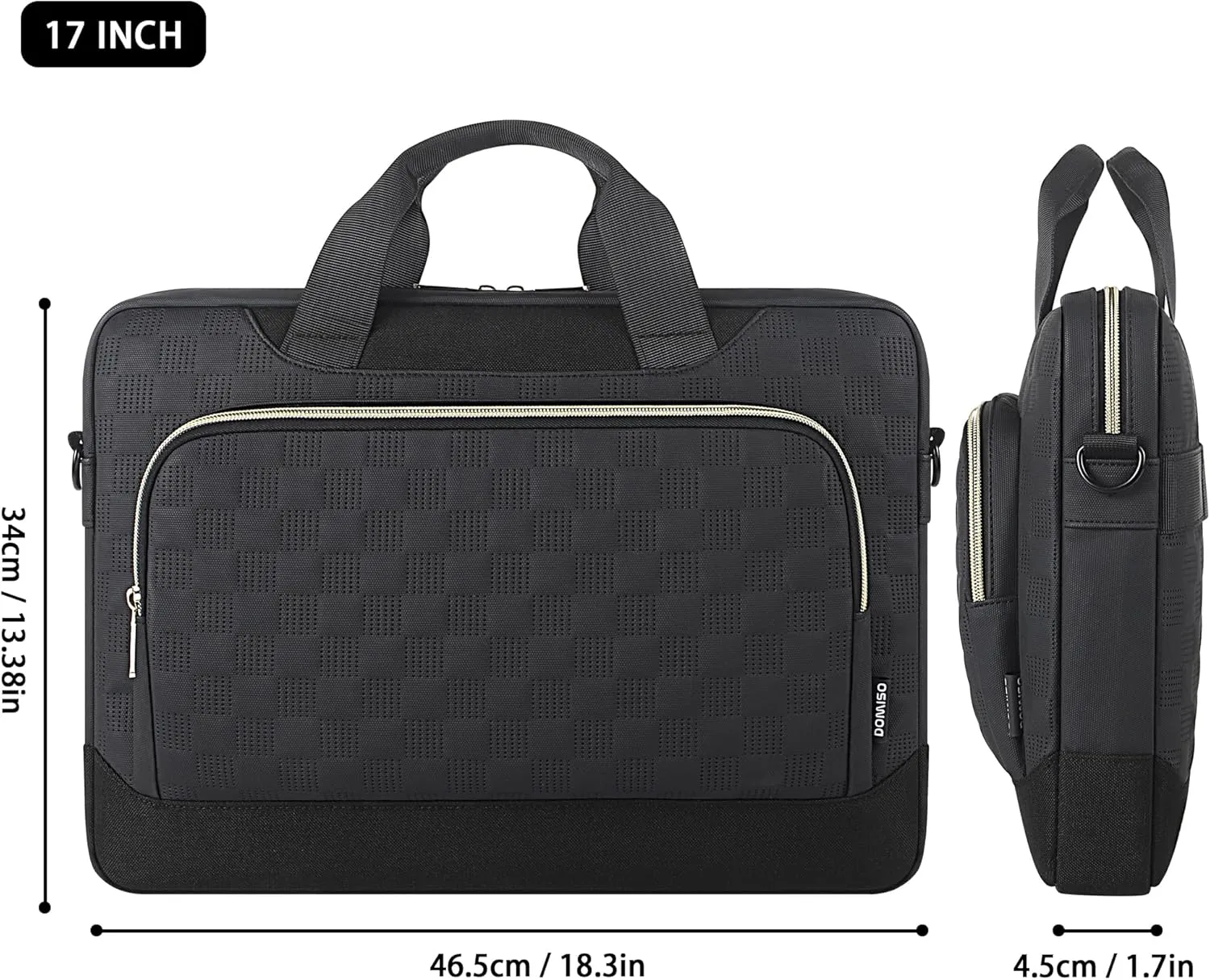 DOMISO 17-17.3 inch Laptop Sleeve Business Briefcase 17 inch Laptop Bag Waterproof Laptop Case for Men Women Business Office Work Computer Case 17 inch Messenger Shoulder Bag,Black