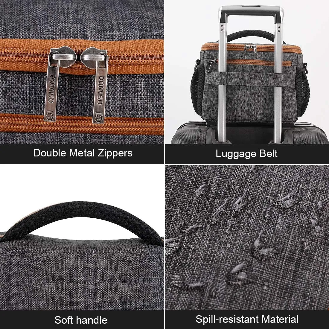 DOMISO Camera Bag Case Waterproof Anti-Shock Shoulder Bag for SLR DSLR Compatible with Nikon D90 D7000 D5300/Canon 60D 700D 5D2/Sony A580 A900/OLYMPUS/Fujifilm/Sony/Panasonic/Pentax/Samsung,Grey