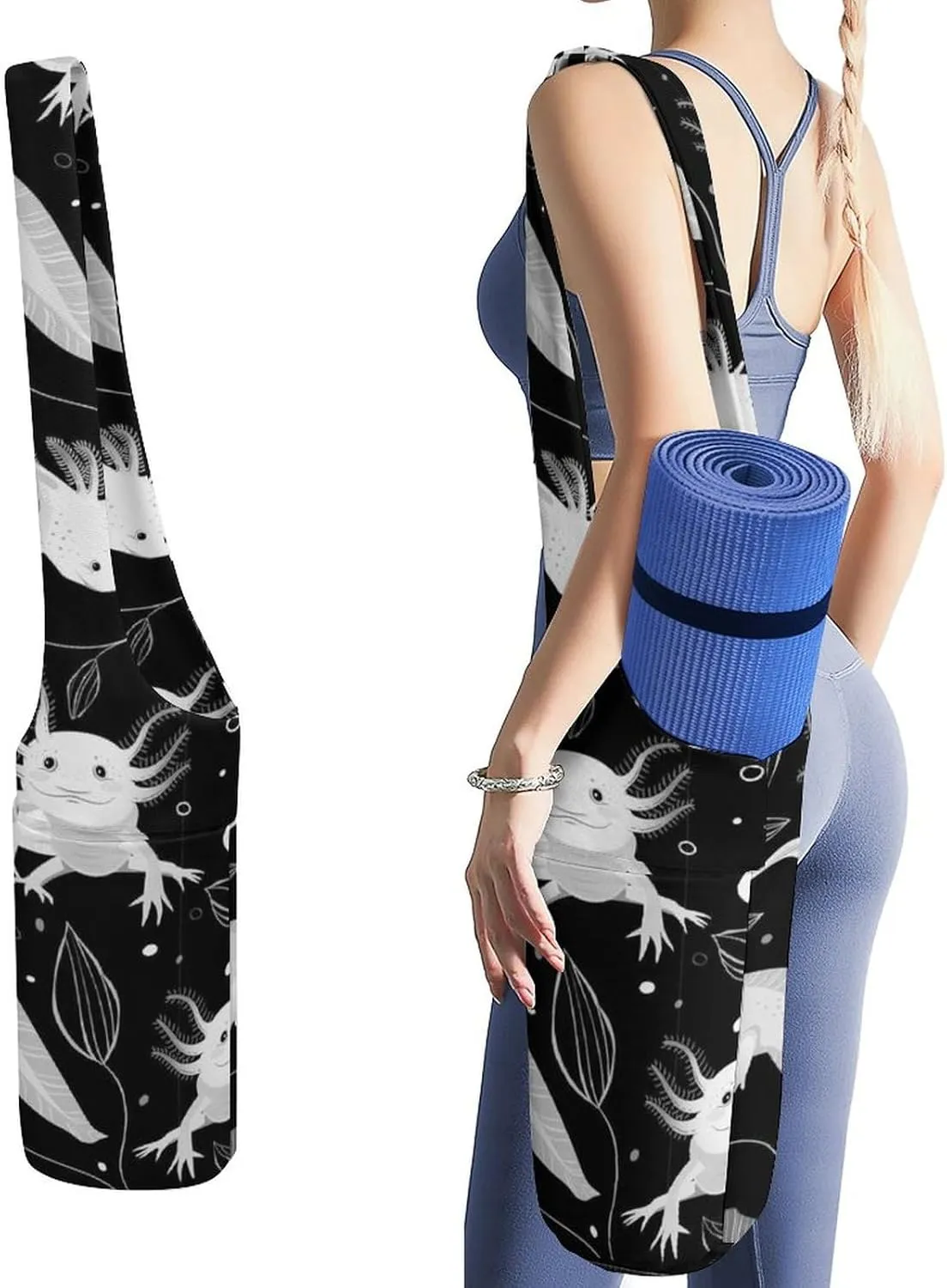 Donnapink Yoga Mat Bag, Canvas Storage Bag with Pocket Shoulder Strap, Fashion Mat Bag