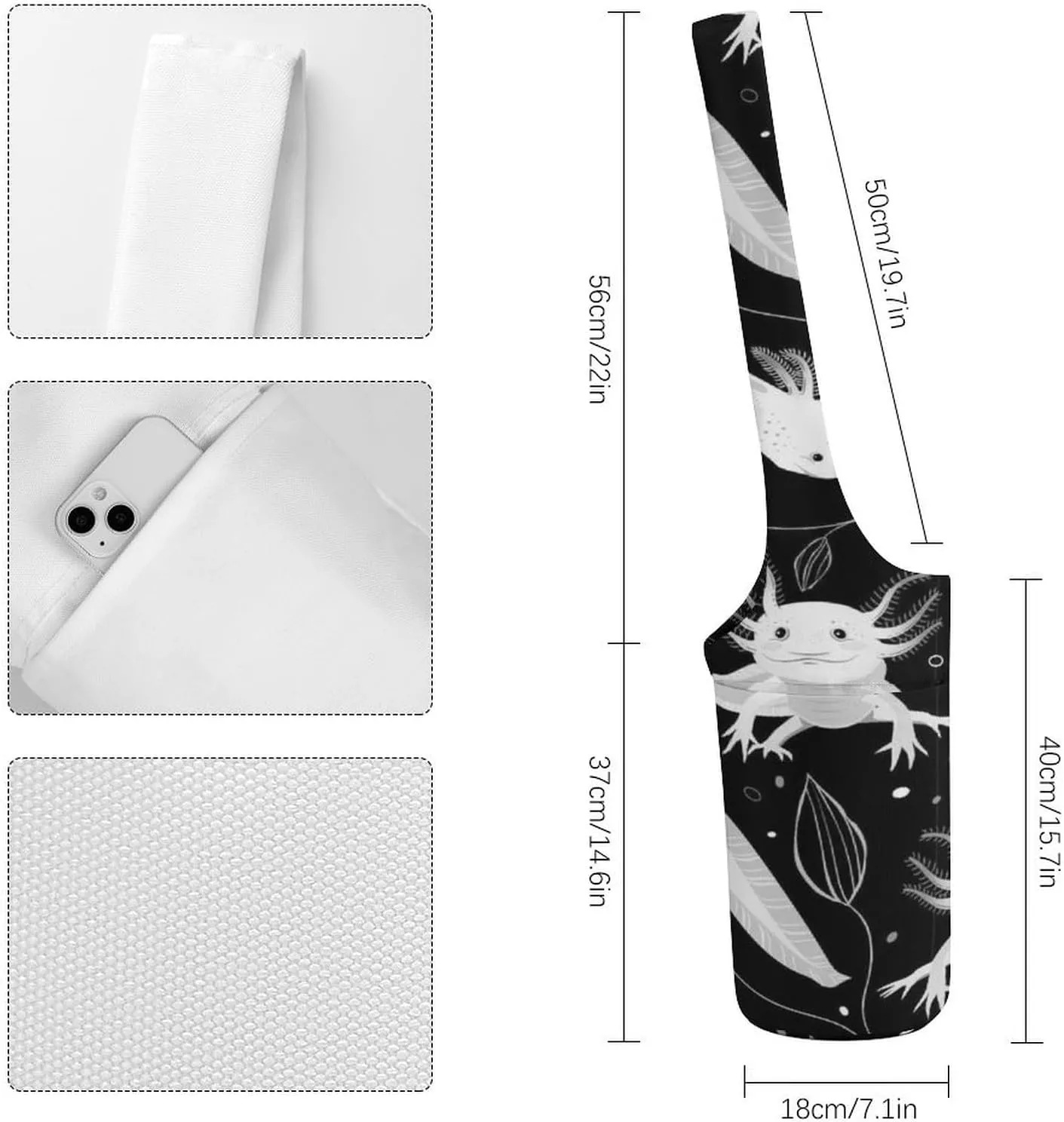 Donnapink Yoga Mat Bag, Canvas Storage Bag with Pocket Shoulder Strap, Fashion Mat Bag