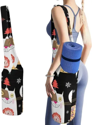 Donnapink Yoga Mat Bag, Canvas Storage Bag with Pocket Shoulder Strap, Fashion Mat Bag