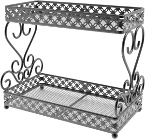 Double Layer Cosmetic Organizer Makeup Lipstick Holder Large Capacity Storage Rack Ideal for Bedrooms (Black)