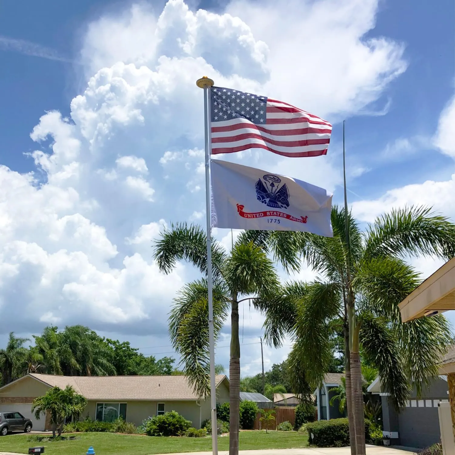 Double Sided White US Army Flag 2x3 Outdoor- Heavy Duty 3 Ply 210D- US Army Flags 2x3- With Canvas Header & 2 Brass Grommets