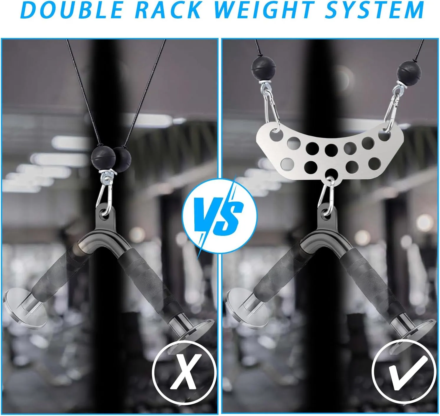 Double to Single Adaptor Plate for Cable Pulley Machines, Durable Solid Stainless Steel with 3 Carabiners, Suitable for Dual Cable Machines LAT Pulldown, Shoulder & Biceps Exercises