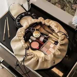 Drawstring Makeup Bag, Large Cosmetic Bag, Portable Waterproof Toiletry Organizer for Women, Travel Makeup Pouch, Female Cosmetic Bag, Make Up Bags for Toiletries and Accessories