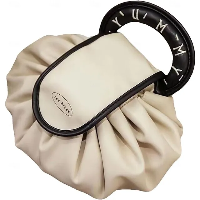 Drawstring Makeup Bag, Large Cosmetic Bag, Portable Waterproof Toiletry Organizer for Women, Travel Makeup Pouch, Female Cosmetic Bag, Make Up Bags for Toiletries and Accessories