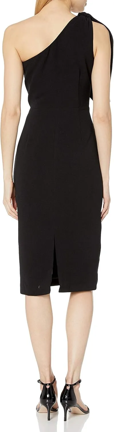 Dress the Population Women's Tiffany Asymmetrical Bow Neckline Bodycon Midi Dress