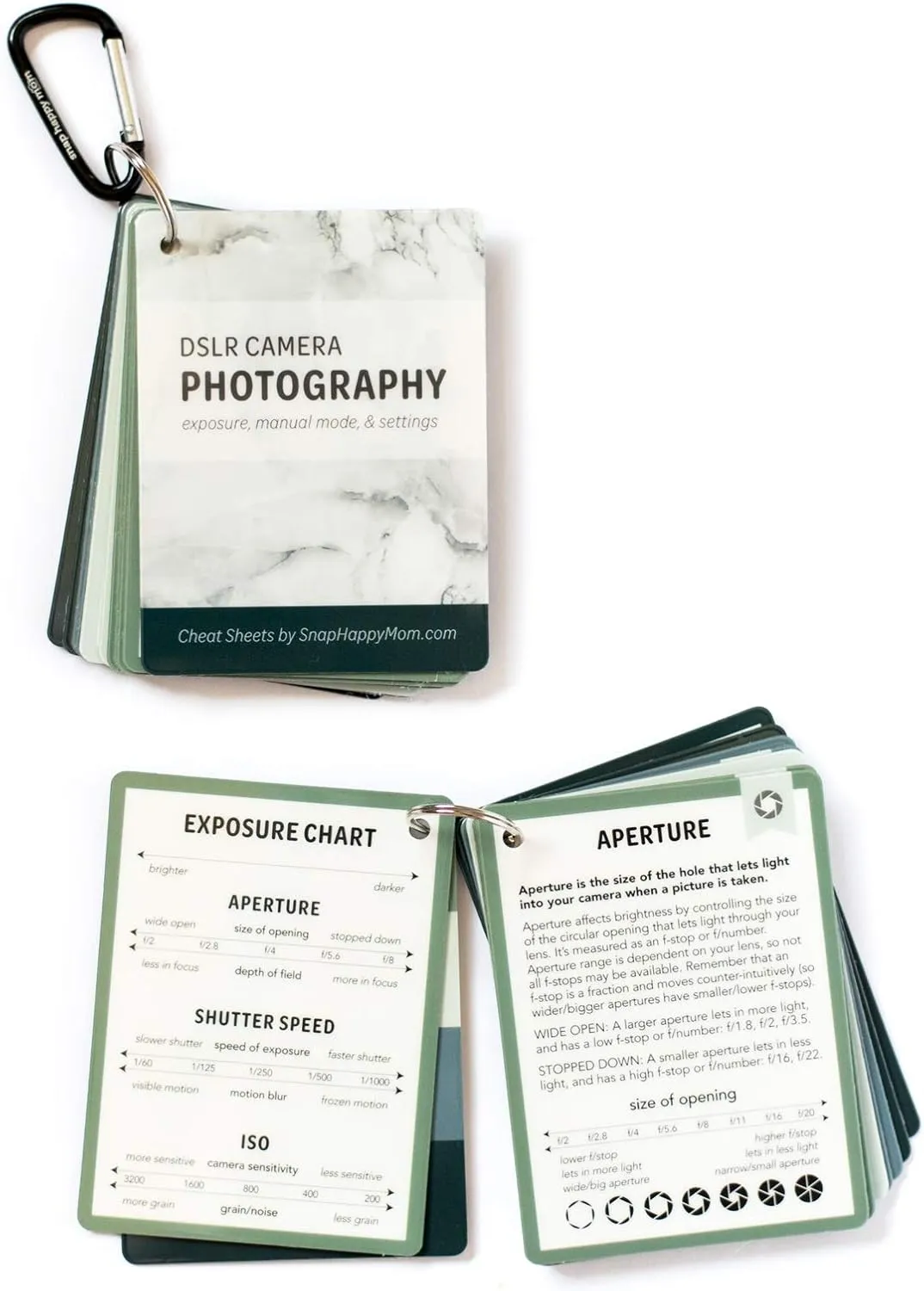 DSLR Cheat Sheet Cards for Canon, Nikon and Sony Cameras - Plastic Quick Reference Photography Cards | Camera Settings, Exposure & Manual Mode (Classic)