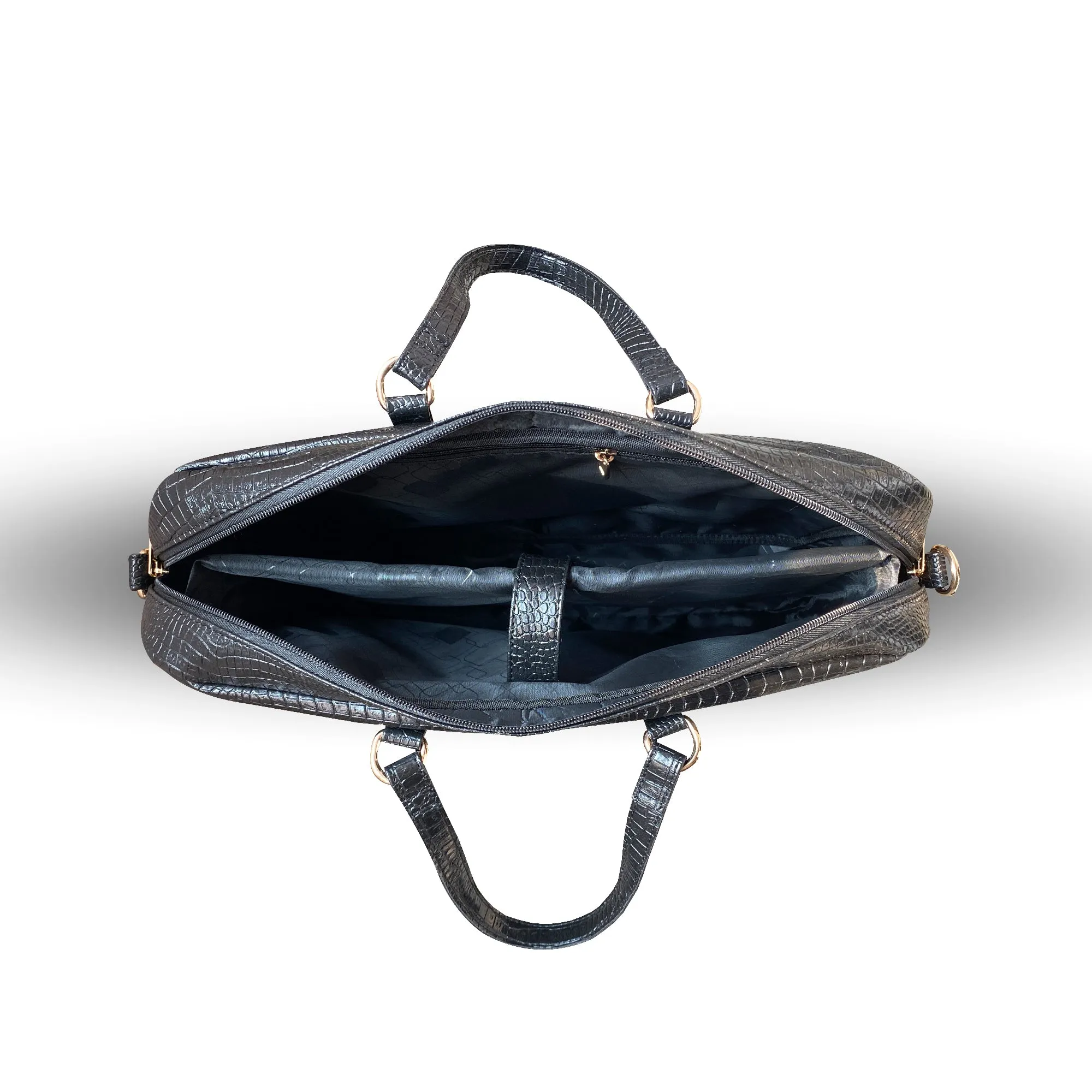 Durable Office Bag Black | Vegan Leather Laptop Bag with Reinforced Stitching