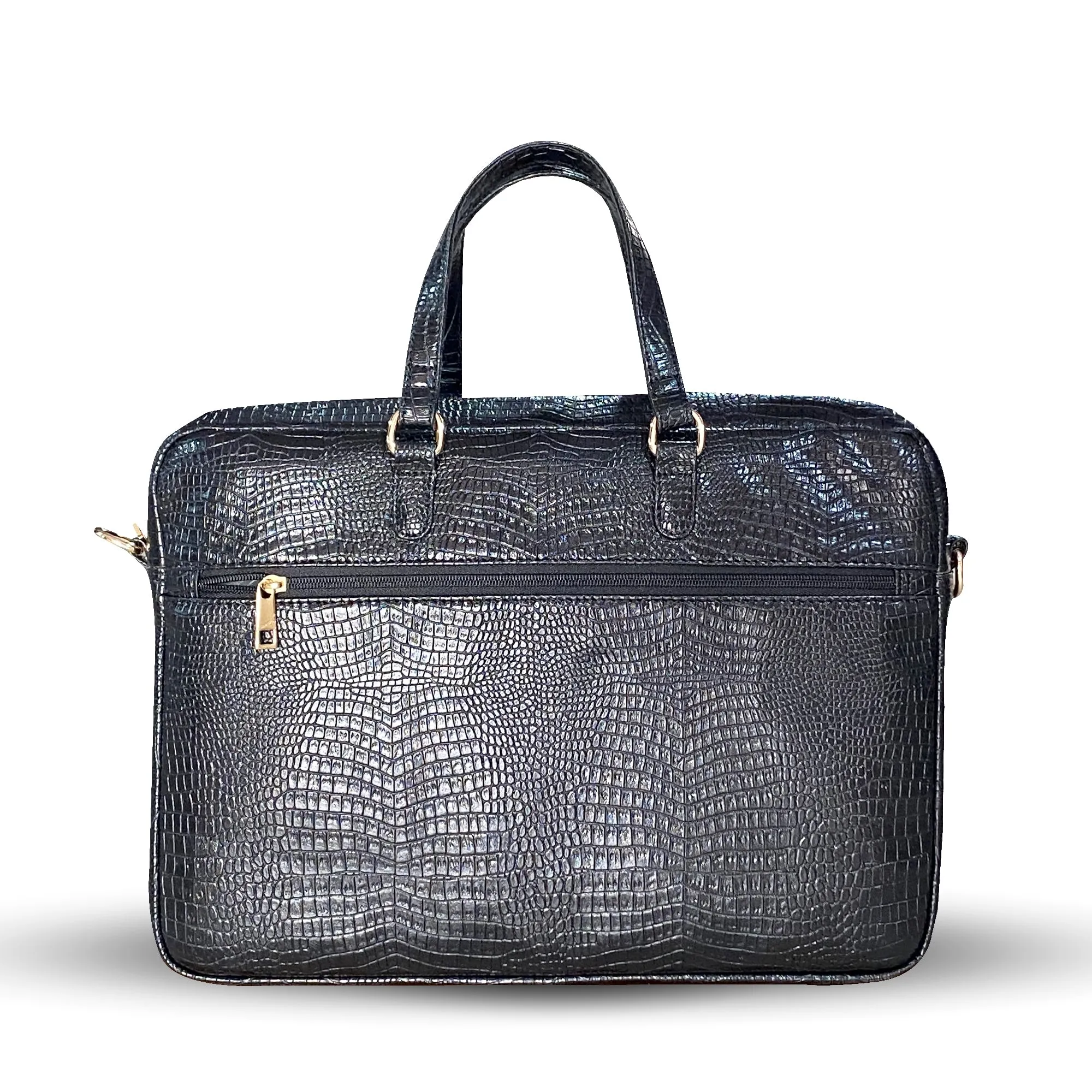 Durable Office Bag Black | Vegan Leather Laptop Bag with Reinforced Stitching