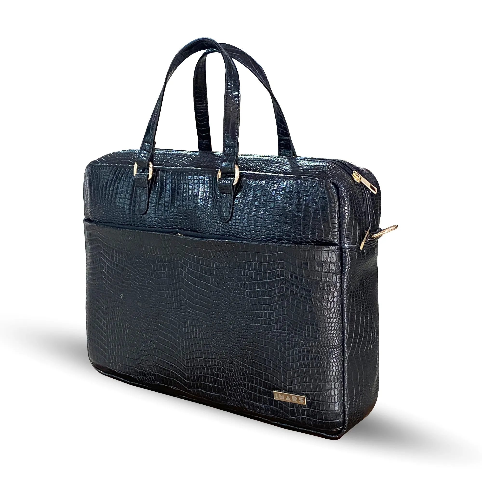 Durable Office Bag Black | Vegan Leather Laptop Bag with Reinforced Stitching