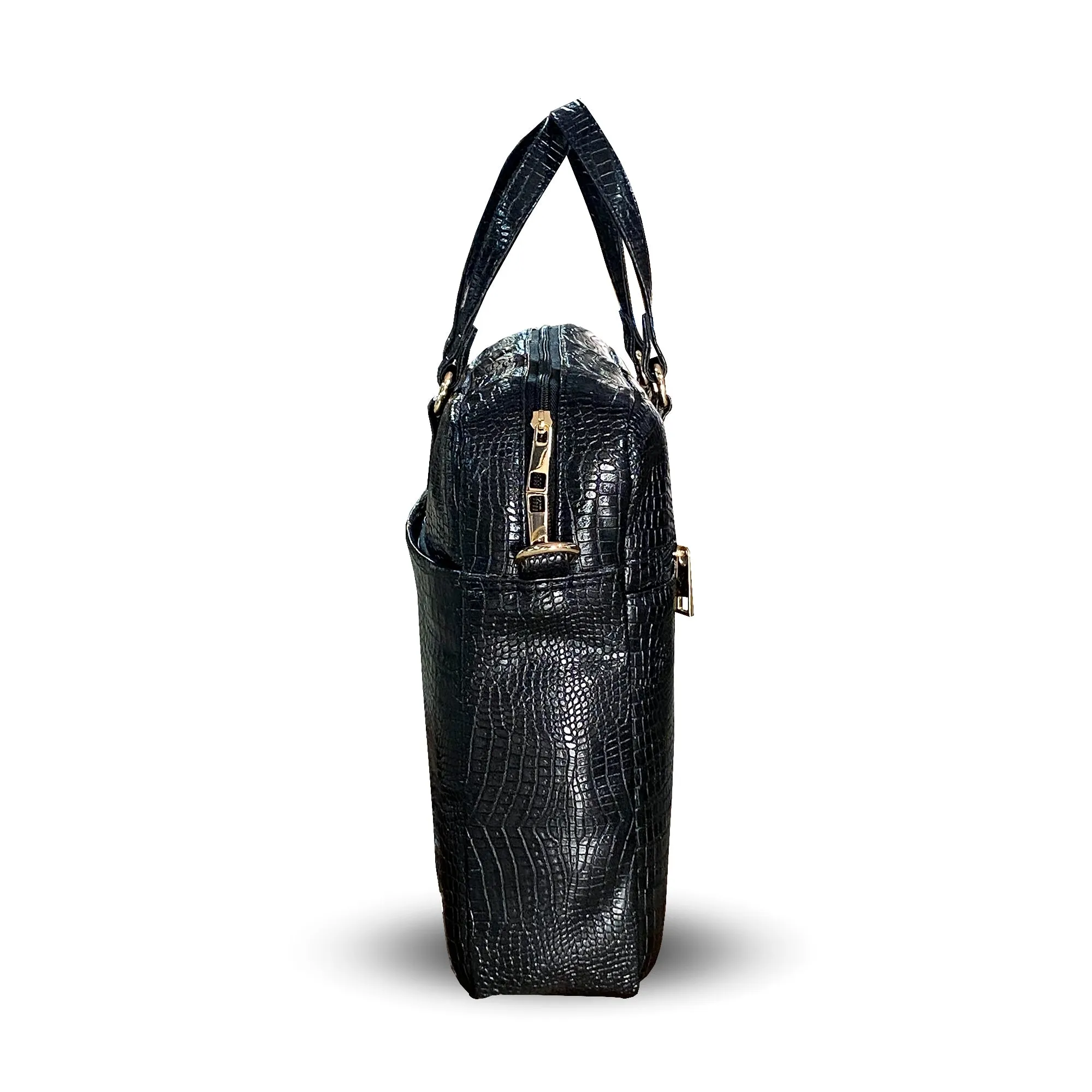 Durable Office Bag Black | Vegan Leather Laptop Bag with Reinforced Stitching