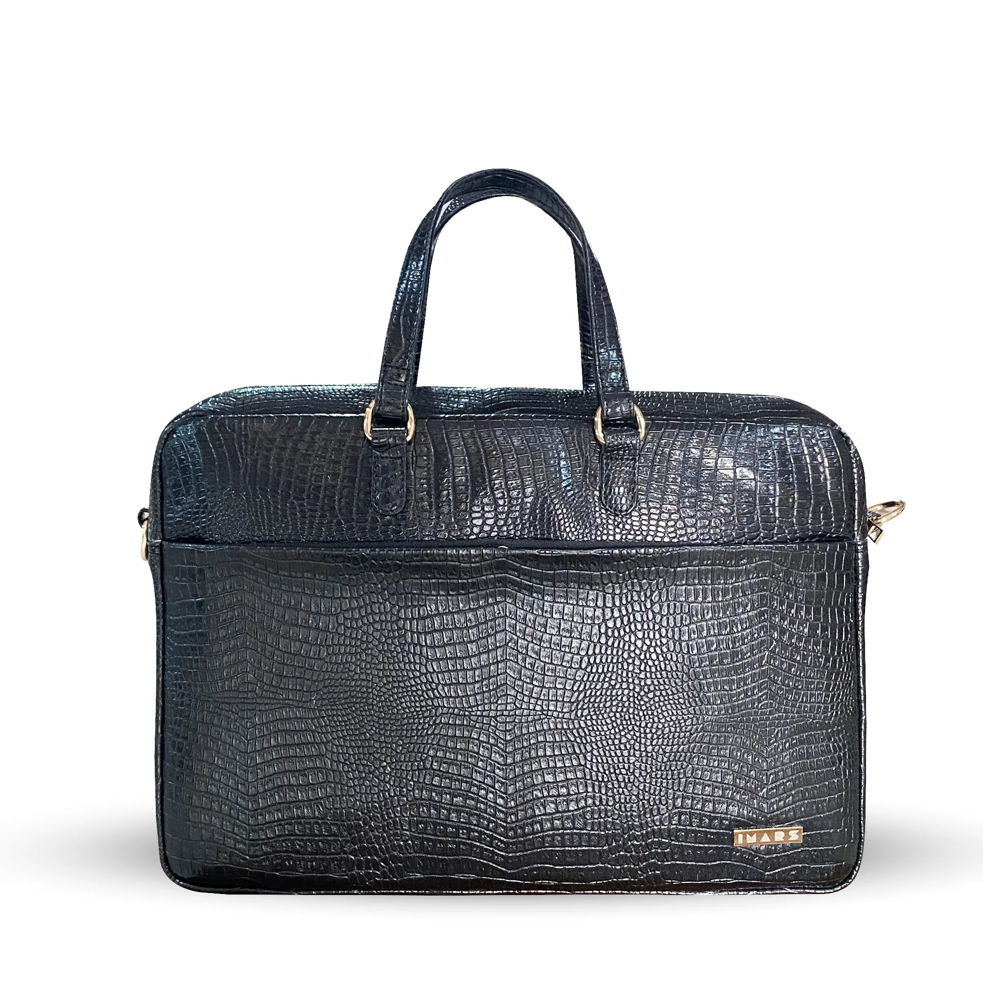 Durable Office Bag Black | Vegan Leather Laptop Bag with Reinforced Stitching