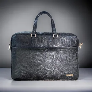 Durable Office Bag Black | Vegan Leather Laptop Bag with Reinforced Stitching