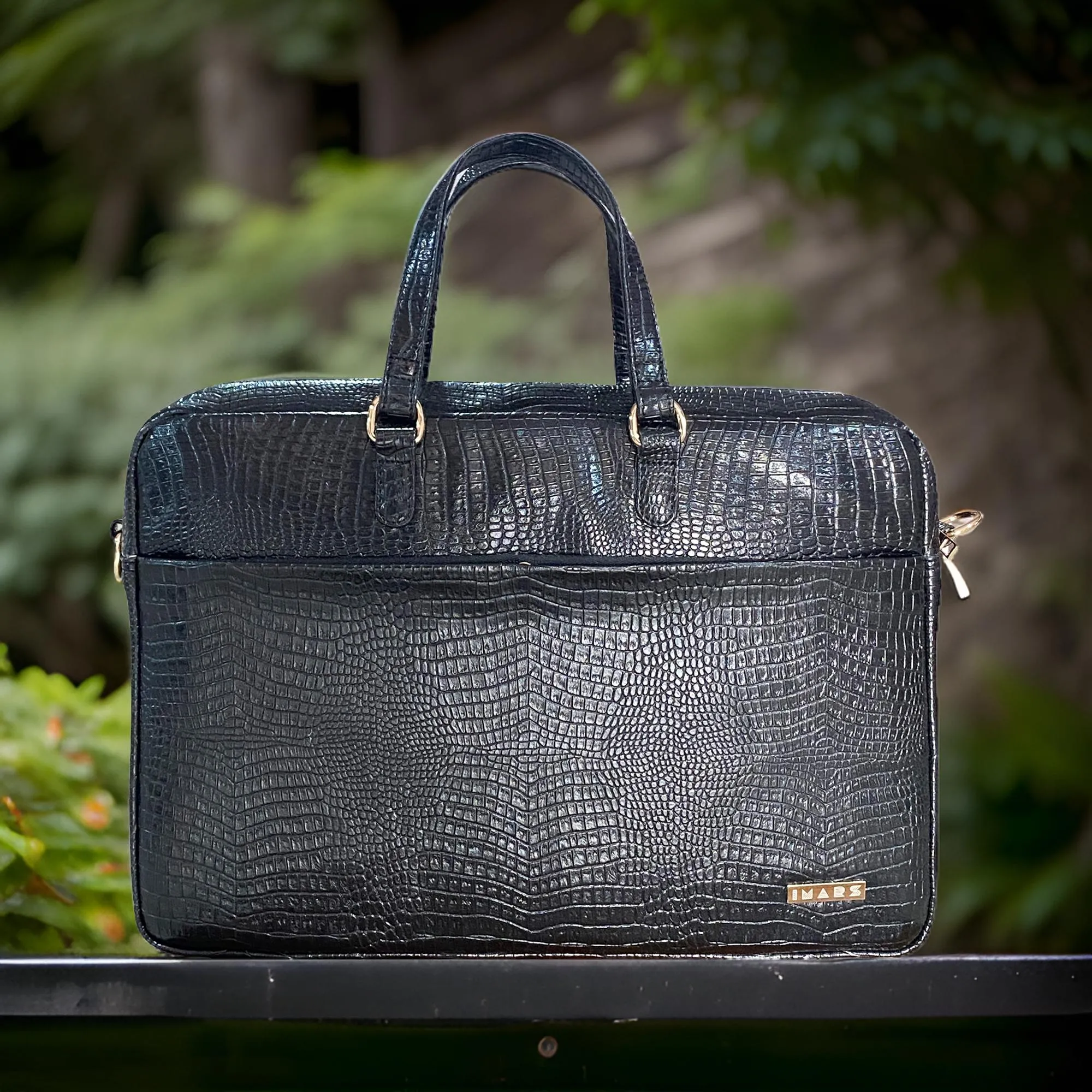 Durable Office Bag Black | Vegan Leather Laptop Bag with Reinforced Stitching