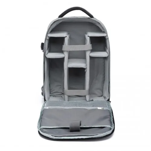 E6928 - Kono Water Resistant Shockproof DSLR Camera Backpack - Light Grey