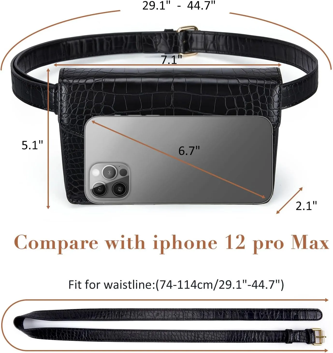 ECOSUSI Belt Bag for Women Fanny Pack Belt Purse for Women Waist Bag Leather Belt Pouch for Party, Travel